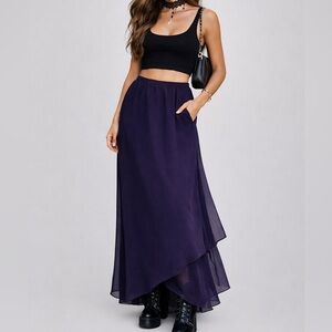 Vintage Whimsigoth Chiffon Maxi Purple Gothic Fairycore 90s witchy skirt 12